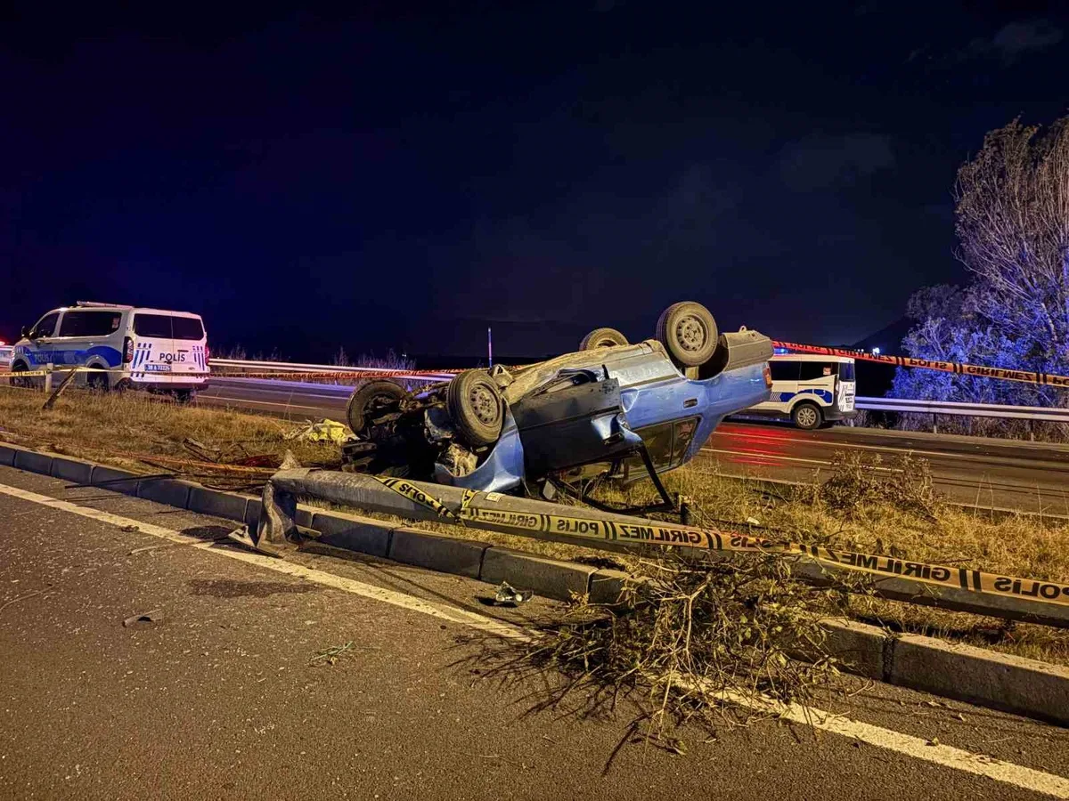 Kayseri Melikgazi'de Trafik Kazası: Aydınlatma Direğine Çarpan Otomobil Takla Attı, 2 Yaralı