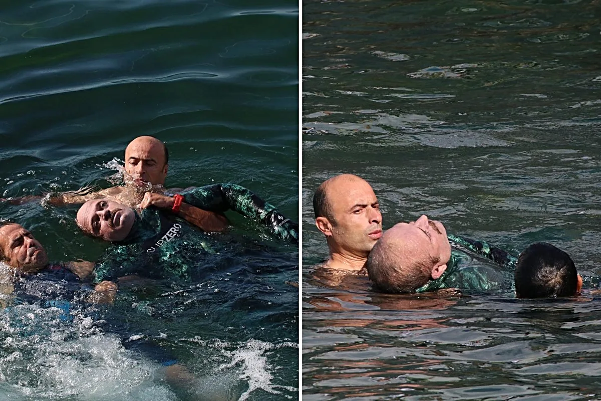 Üsküdar Kız Kulesi açıklarında zıpkınla balık avlayan dalgıç boğulma tehlikesi geçirdi